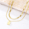 2 Layered Gold Chain Square Pendant Necklace for Women Trend Jewelry Accessories Stainless Steel Female Necklace Gift 2022