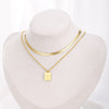 2 Layered Gold Chain Square Pendant Necklace for Women Trend Jewelry Accessories Stainless Steel Female Necklace Gift 2022