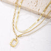 2 Layers Link Snake Chain Geometric Square Pendants Necklaces For Women Gold Metal Necklace Trend Jewelry Gift 2022