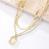 2 Layers Link Snake Chain Geometric Square Pendants Necklaces For Women Gold Metal Necklace Trend Jewelry Gift 2022