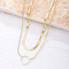 2 Layers Snake Chain Geometric Circle Pendants Necklaces For Women Trend Jewelry 2022 Gold Metal Chain Necklace Gift