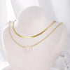 2 Layers Snake Chain Geometric Circle Pendants Necklaces For Women Trend Jewelry 2022 Gold Metal Chain Necklace Gift