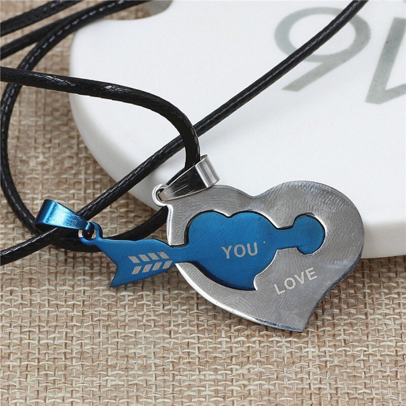 2 PCs/Set Couple Necklace for Women Men Silver Color Heart Lock Key Pendant Paired Necklace Choker Gifts for Women