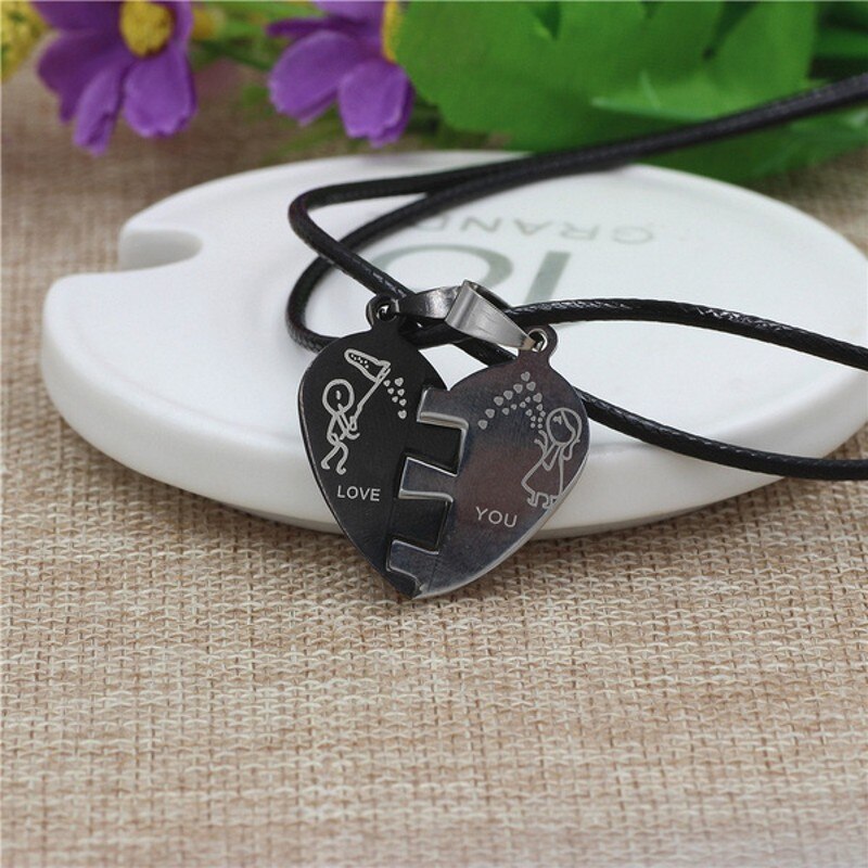 2 PCs/Set Couple Necklace for Women Men Silver Color Heart Lock Key Pendant Paired Necklace Choker Gifts for Women