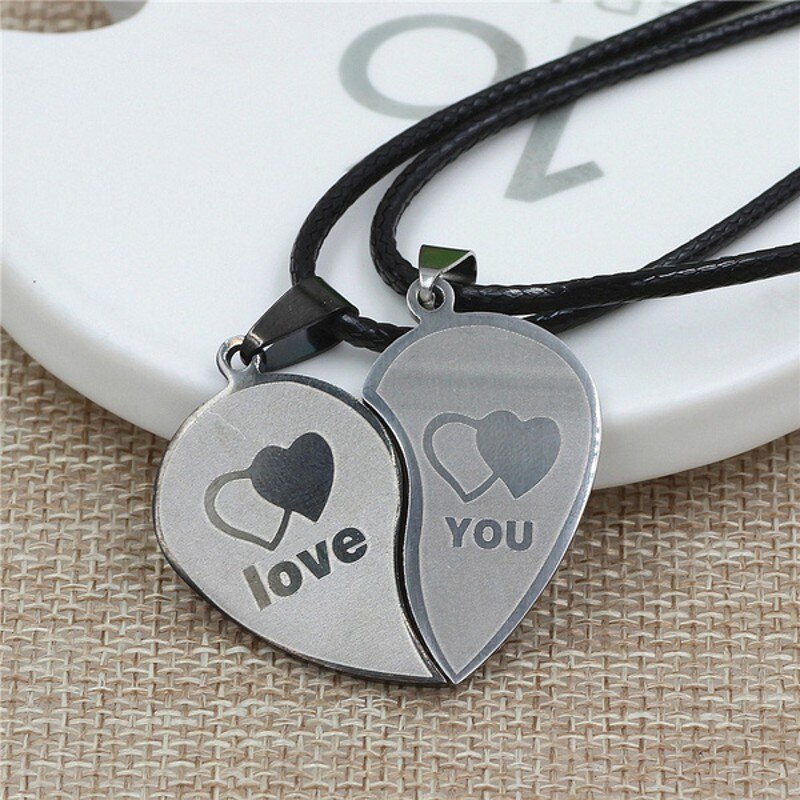 2 PCs/Set Couple Necklace for Women Men Silver Color Heart Lock Key Pendant Paired Necklace Choker Gifts for Women