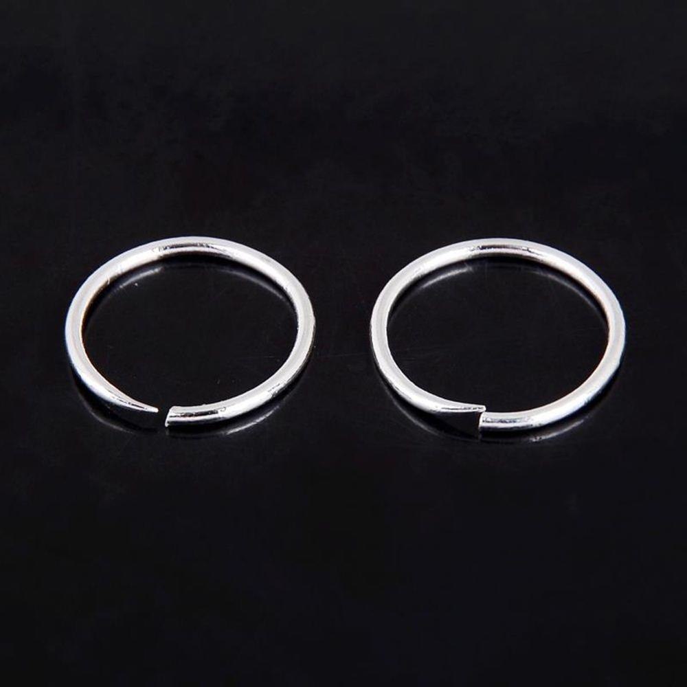 2 PCs Silver Plated Endless Round Hoop Sleeper Earrings Cartilage Piercing Ring 8 style