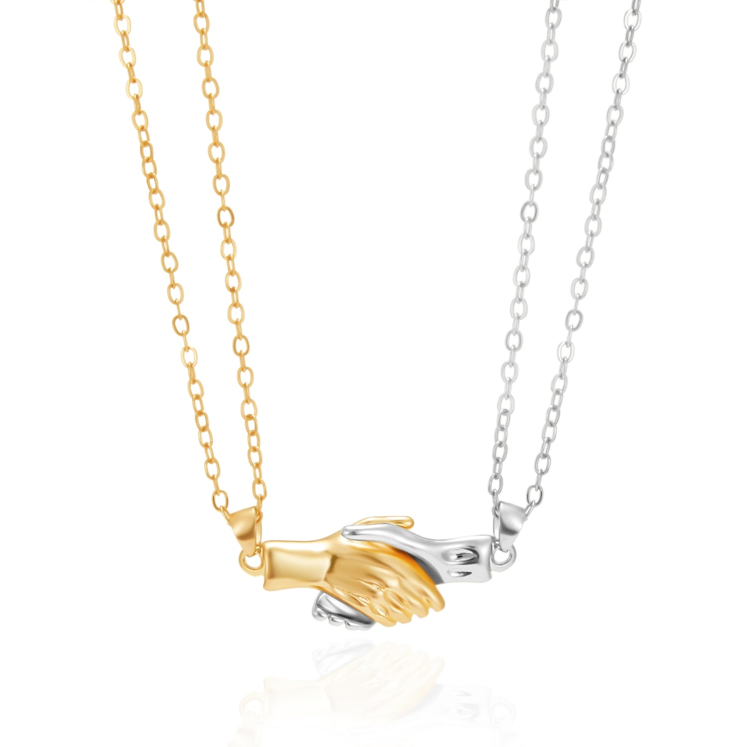 2 Pcs Couple Hold Hands Magnet Attracts Necklace For Women Men Lovers Hand in Hand Pendant Clavicle Chain Lover Jewelry Gifts