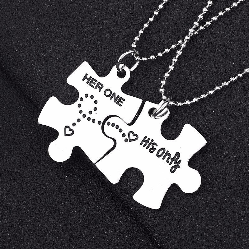 2 Pcs Couple Necklaces Silver Broken Heart Necklace For Lovers Puzzle Necklace BFF Pendants & Necklaces Valentine's D Present