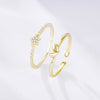2 Pcs/Set Heart Star Finger Rings for Women Female Gold Wedding Ring Trend Jewelry Gift 2022