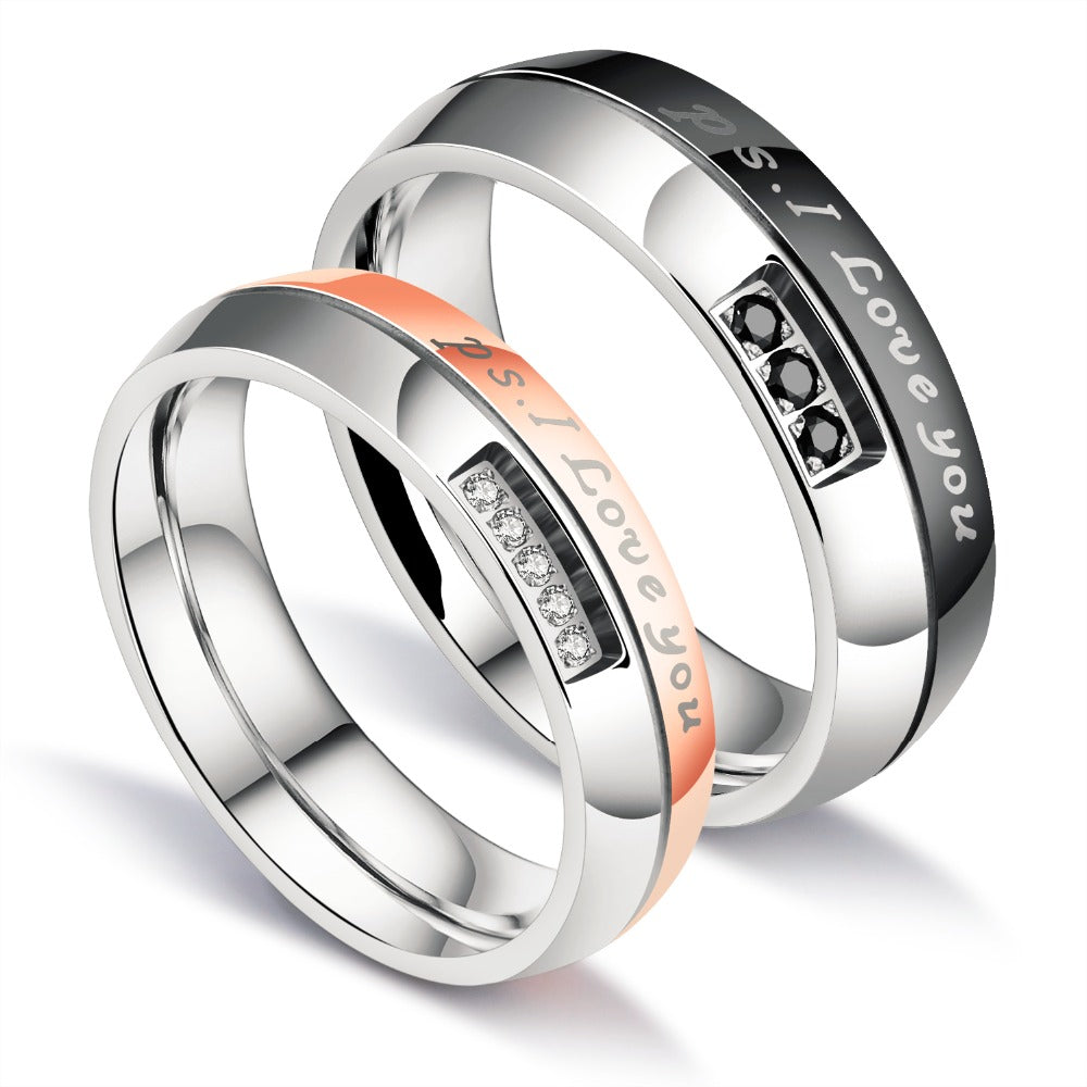 2 Pieces Gift for Husband Wife His and Her Anniversary Wedding Band Set Couple Rings Titanium Steel Cheap Engagement Ring DLQ