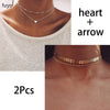 2 Pieces Heart Star Moon Choker Necklaces Coin Bohemian Pendant Necklace for Women Girl Round On Neck Chocker Jewelry Bijoux