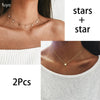 2 Pieces Heart Star Moon Choker Necklaces Coin Bohemian Pendant Necklace for Women Girl Round On Neck Chocker Jewelry Bijoux