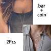 2 Pieces Heart Star Moon Choker Necklaces Coin Bohemian Pendant Necklace for Women Girl Round On Neck Chocker Jewelry Bijoux