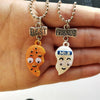 2 Pieces / set of Friend Heart-shaped Biscuits With Milk Pendant Necklace BFF Broken Heart Mini Food Jewelry