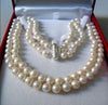 2 Rows 8-9MM WHITE AKOYA SALTWATER PEARL NECKLACE 17-18 beads Hand Made jewelry making Natural Stone YE2091 Wholesale Price