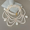 2 Strands 18'' White Pearl White Teardrop Sea Shell Pearl Necklace