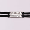 2 Style His Queen Her King Black Classic Lover Bracelet Stainless Steel Couple Bracelet Gift  Jewelry Accessories Gift