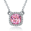 2 carat new 2014 Pink Cushion Cut Fabulous Synthetic Diamonds Pendant Necklace Statement Jewelry for girlfriend sweetheart