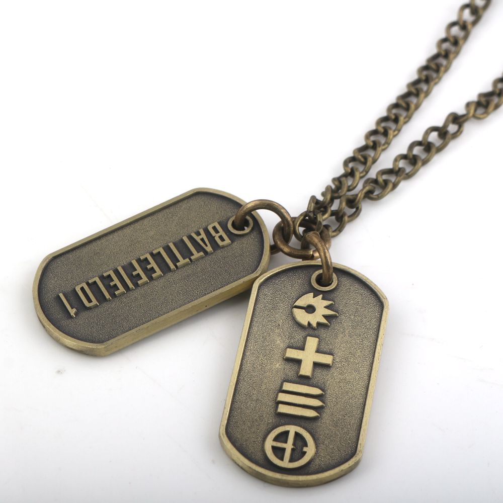 2 color Battlefield 1 Game Limited Edition Dog Tag Cos necklace double pendant
