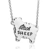 2 colors Black SHEEP Lettering Engraved Animal Pendant Necklace Gold Silver Unique Maverick Necklace Simple Fashion Jewelry