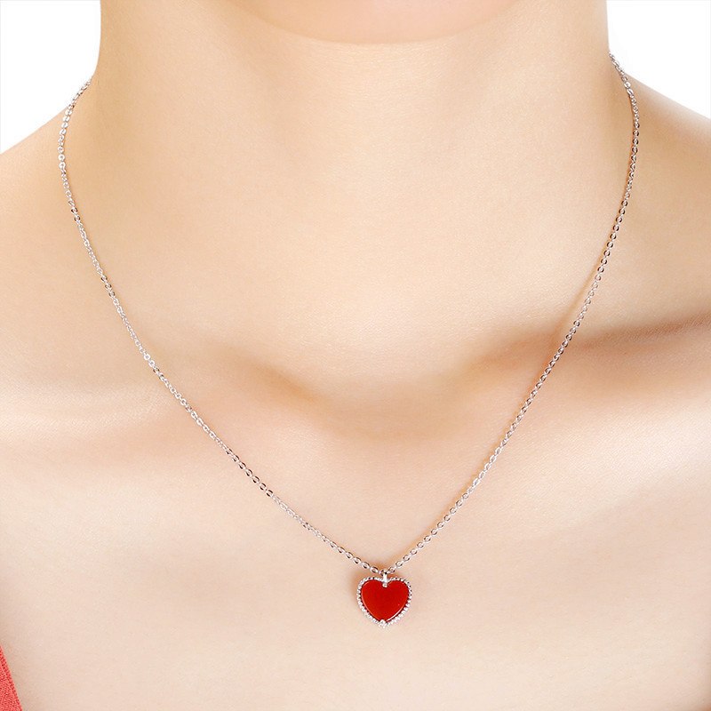 2 colors Fashion Fresh red heart fashion necklace female Fine jewelry Crystals from Swarovski Fit Party as gifts