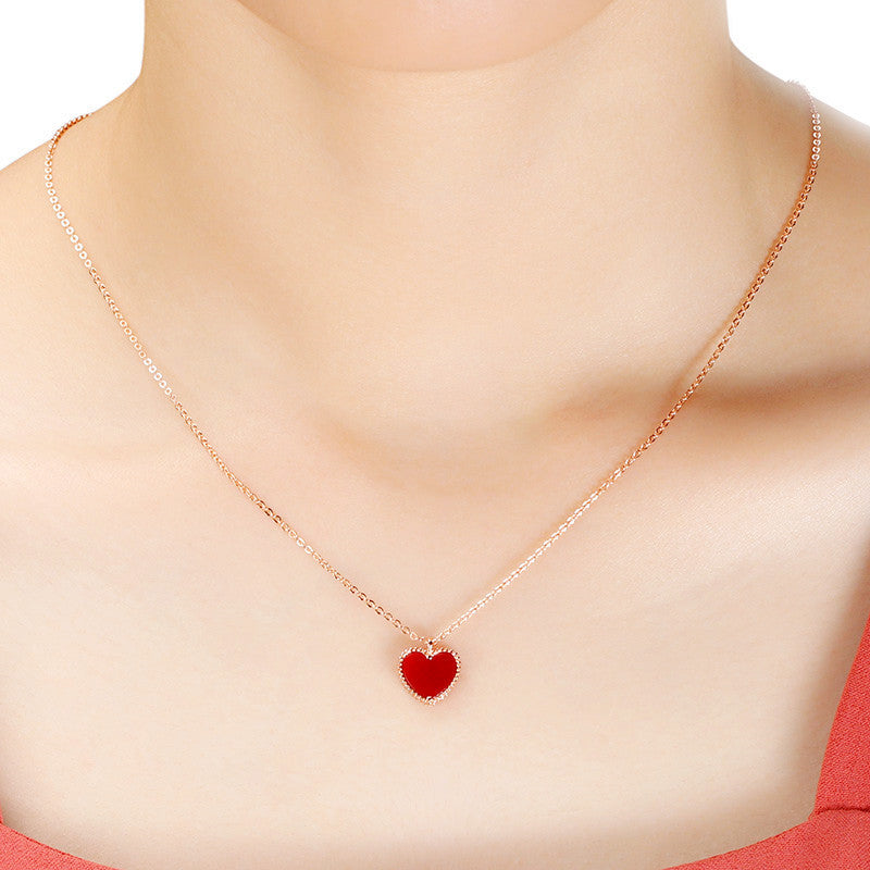 2 colors Fashion Fresh red heart fashion necklace female Fine jewelry Crystals from Swarovski Fit Party as gifts