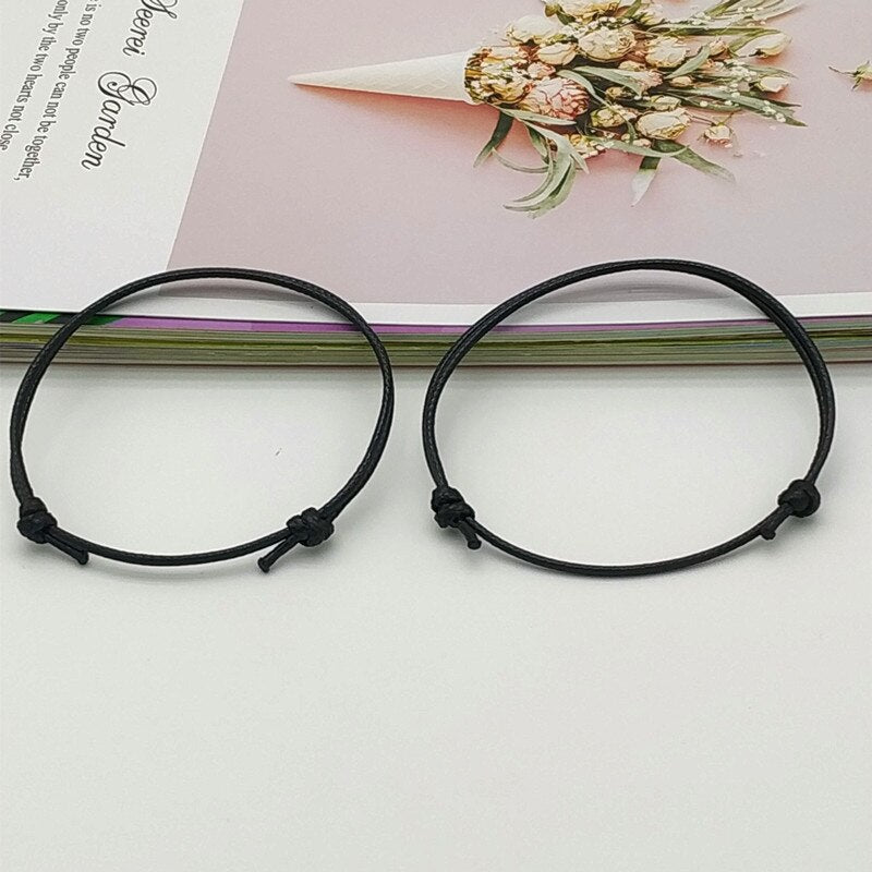 2 pcs/lot Cross Couple Bracelet   White Black Color Charm Bracelet Gift For Friend Lover Handmade Trendy Jewelry