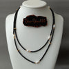 2 rows Natural Genuine faceted Rondelle black onyx Cultured white freshwater Pearl choker Necklace 17"  for women