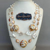 20" Cultured white keshi pearl champagne coin pearl 24 K Yellow Gold color Plated Pearl statement Necklace party women