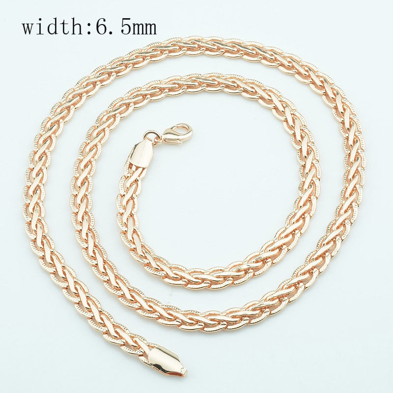 20 Style Fashion Jewelry Men Women 585 Rose Gold Color Necklace Curb/Weaving Classic Chains Jewelry 50cm 60cm