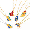 20 country map necklaces Brazil Australia Map Flag Pendant Necklace Women's Gold Jewelry Men's Trendy Accessories Jewelry
