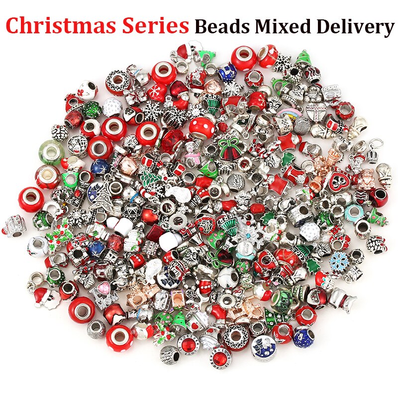 200Pcs Christmas Series Silver Plated Charm Beads Pendant Different Types of Charms Shipped Randomly 2022 Xmas Gift Accessories