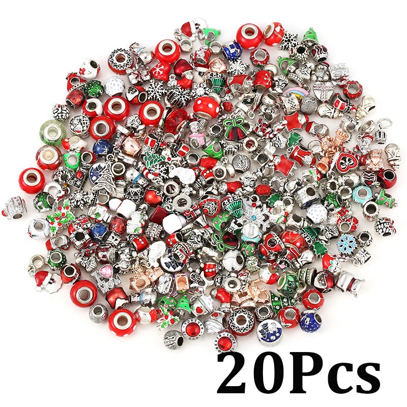 200Pcs Christmas Series Silver Plated Charm Beads Pendant Different Types of Charms Shipped Randomly 2022 Xmas Gift Accessories