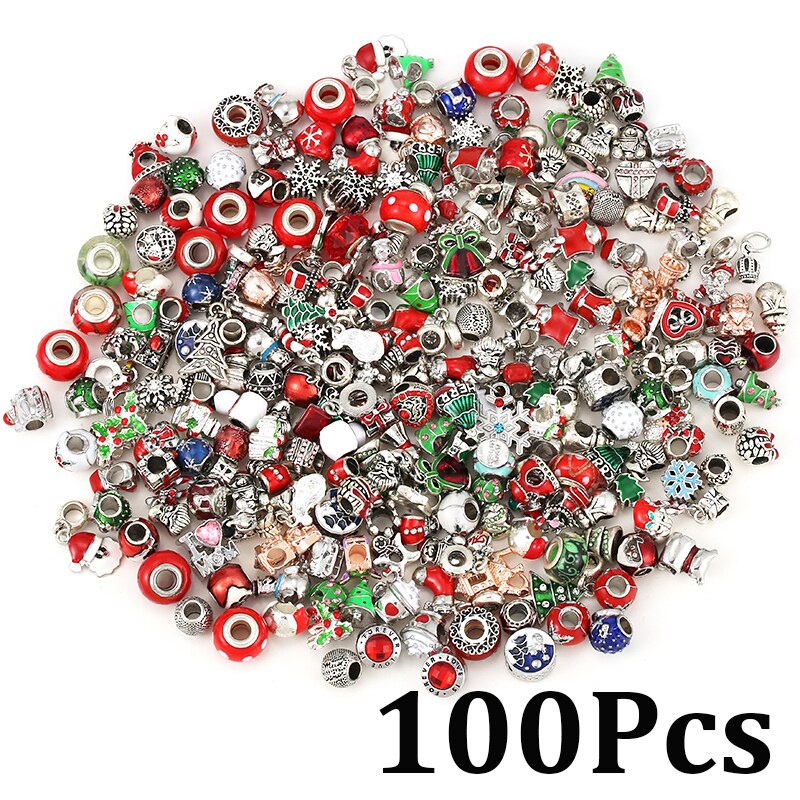 200Pcs Christmas Series Silver Plated Charm Beads Pendant Different Types of Charms Shipped Randomly 2022 Xmas Gift Accessories