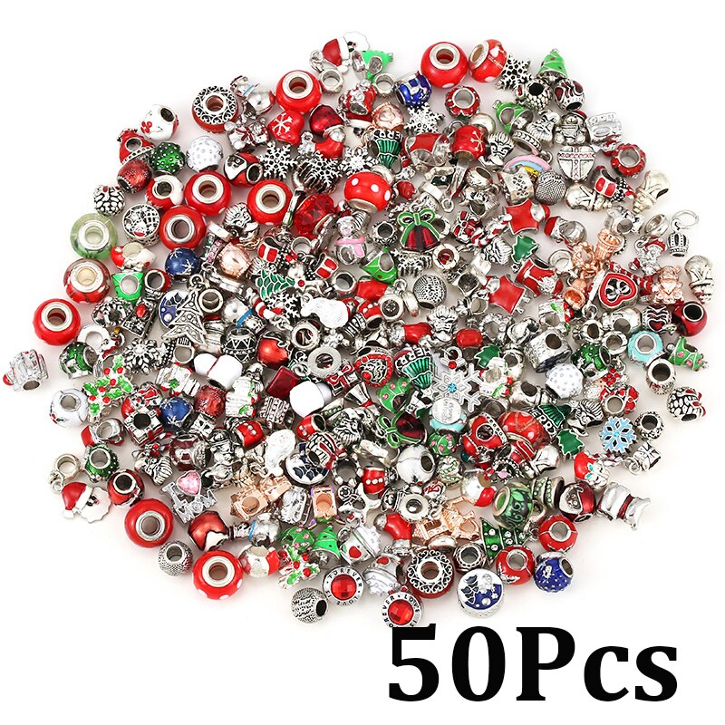 200Pcs Christmas Series Silver Plated Charm Beads Pendant Different Types of Charms Shipped Randomly 2022 Xmas Gift Accessories
