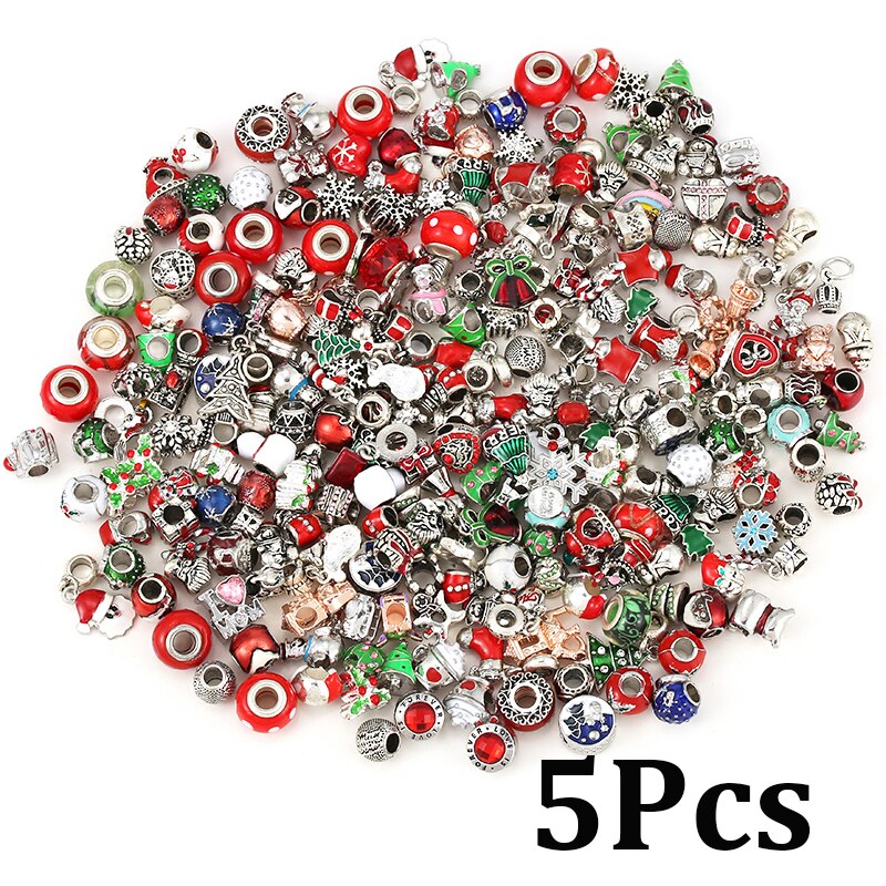 200Pcs Christmas Series Silver Plated Charm Beads Pendant Different Types of Charms Shipped Randomly 2022 Xmas Gift Accessories