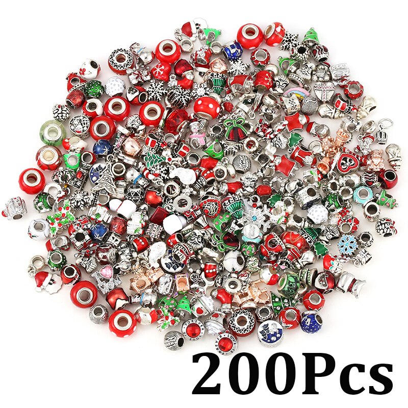 200Pcs Christmas Series Silver Plated Charm Beads Pendant Different Types of Charms Shipped Randomly 2022 Xmas Gift Accessories