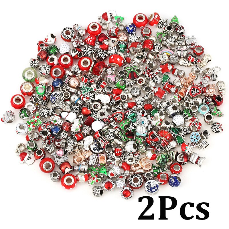 200Pcs Christmas Series Silver Plated Charm Beads Pendant Different Types of Charms Shipped Randomly 2022 Xmas Gift Accessories