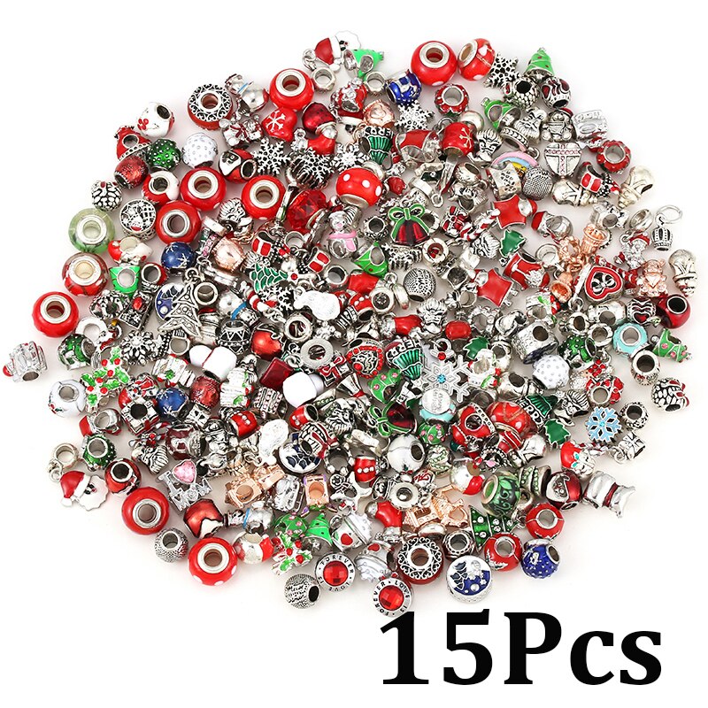 200Pcs Christmas Series Silver Plated Charm Beads Pendant Different Types of Charms Shipped Randomly 2022 Xmas Gift Accessories