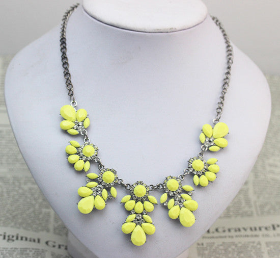 2014 New Fashion Shourouk Gold Chain Choker Vintage Rhinestone Neon Bib Statement Necklaces & Pendants Women Jewelry Gift