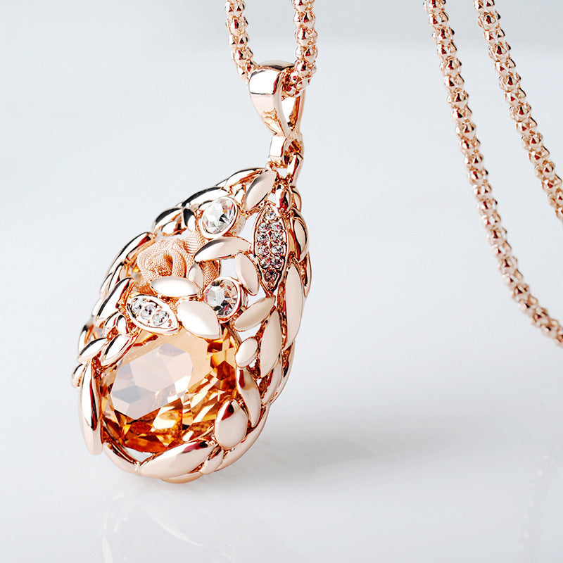 2015 Collier Fine Jewelry Crystal Jewelry Wholesale Sweater Chain Wheat Korean Fashion Folk Style Female Long Pendant Necklace