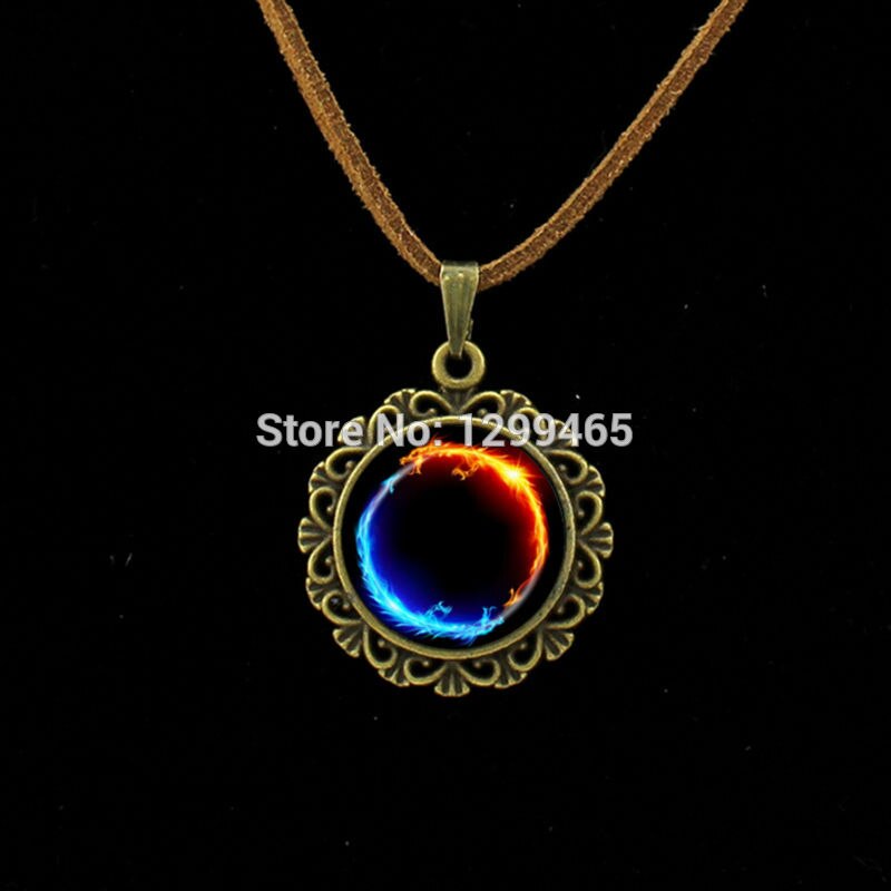2015 and Fine Jewelry Ying Yang art picture leather Necklace Tai Chi sun and moon gift for women men jewelry   L 522