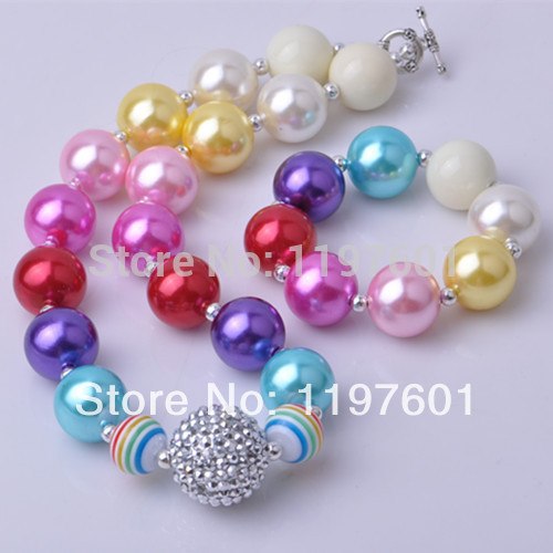 2015-Limited-Jewelry-Sets-Multicolor-Kids-Rainbow-Bubblegum-Beaded-Chunky-Girls-Necklace-Jewelry-Set-For-Little