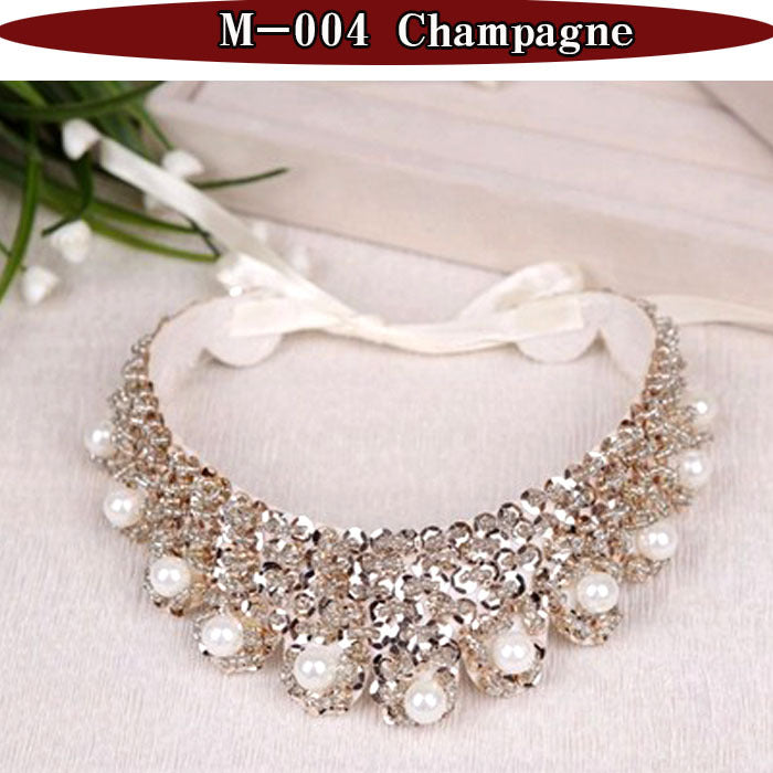 2015 necklace punk false collar sequins necklace pearl choker pendant necklace bib statement jewelry silver detachable bead