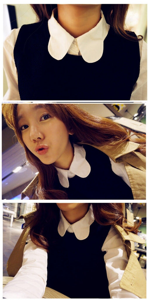 2016  Rhinestone Decorated Fake Collar Matching Womens Girls Detachable Lapel Shirt Tops Fake False Collar