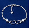 2020 100% 925 Sterling Silver Bracelet Women Silver Link Chain CZ Heart Charm Bracelet For Women Romantic Wedding Jewelry
