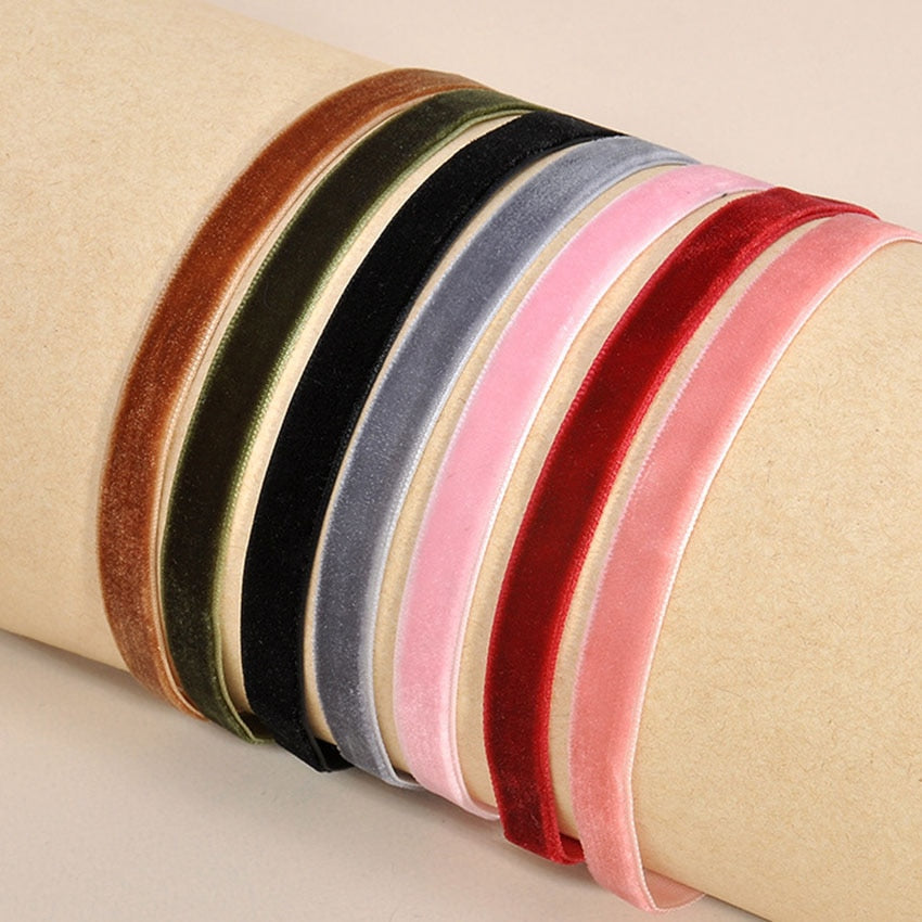 2021 7pcs Black Velvet Choker Necklaces For Women Colorful Chokers Necklaces Pink Chocker collares mujer Collier ras de cou