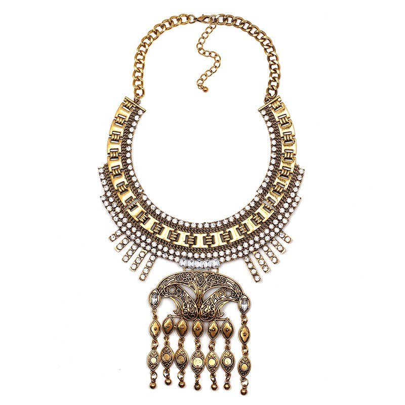 2020 Antique vintage pendent Necklace Wholesale statement bohemian gypsy bib torques silver-color chokers necklaces