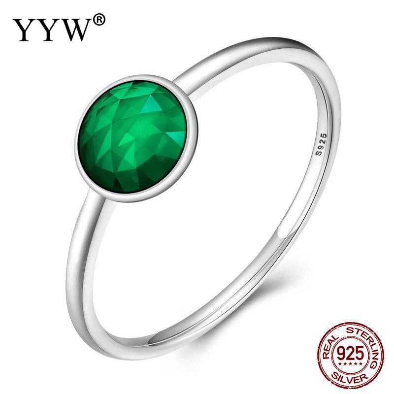 2020 Blue Stone Finger Ring Round Lovely Shape Pure 925 Sterling Silver Rings for Women Fashion Luxury Jewelry