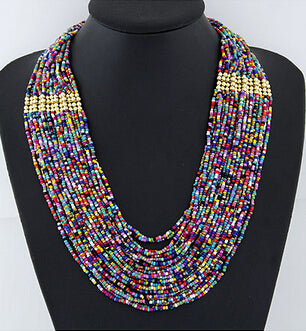 2020 Bohemian Summer Jewelry Multi layer Necklace Colored Beads Necklaces Collar Choker Necklace Statement Jewelry For Women